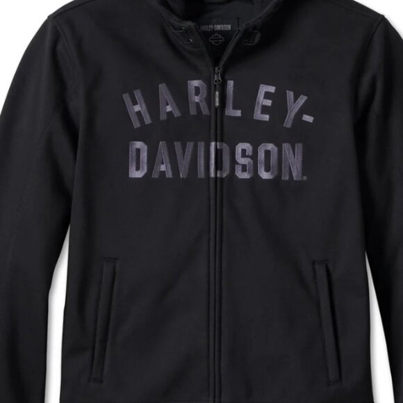 Harley-Davidson Size M Men's Deflector Hooded Riding Fleece Jacket, Black - Picture 9 of 13
